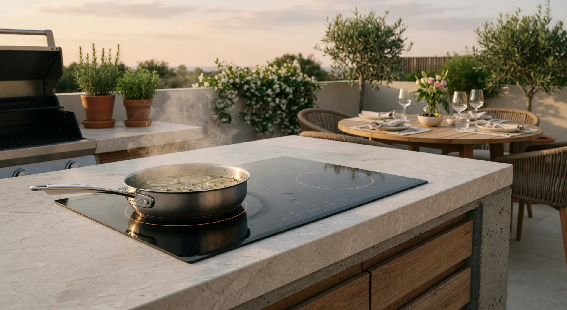 Render 3D antes de decidir — cocina de exterior de Cocinas a medida en Madrid